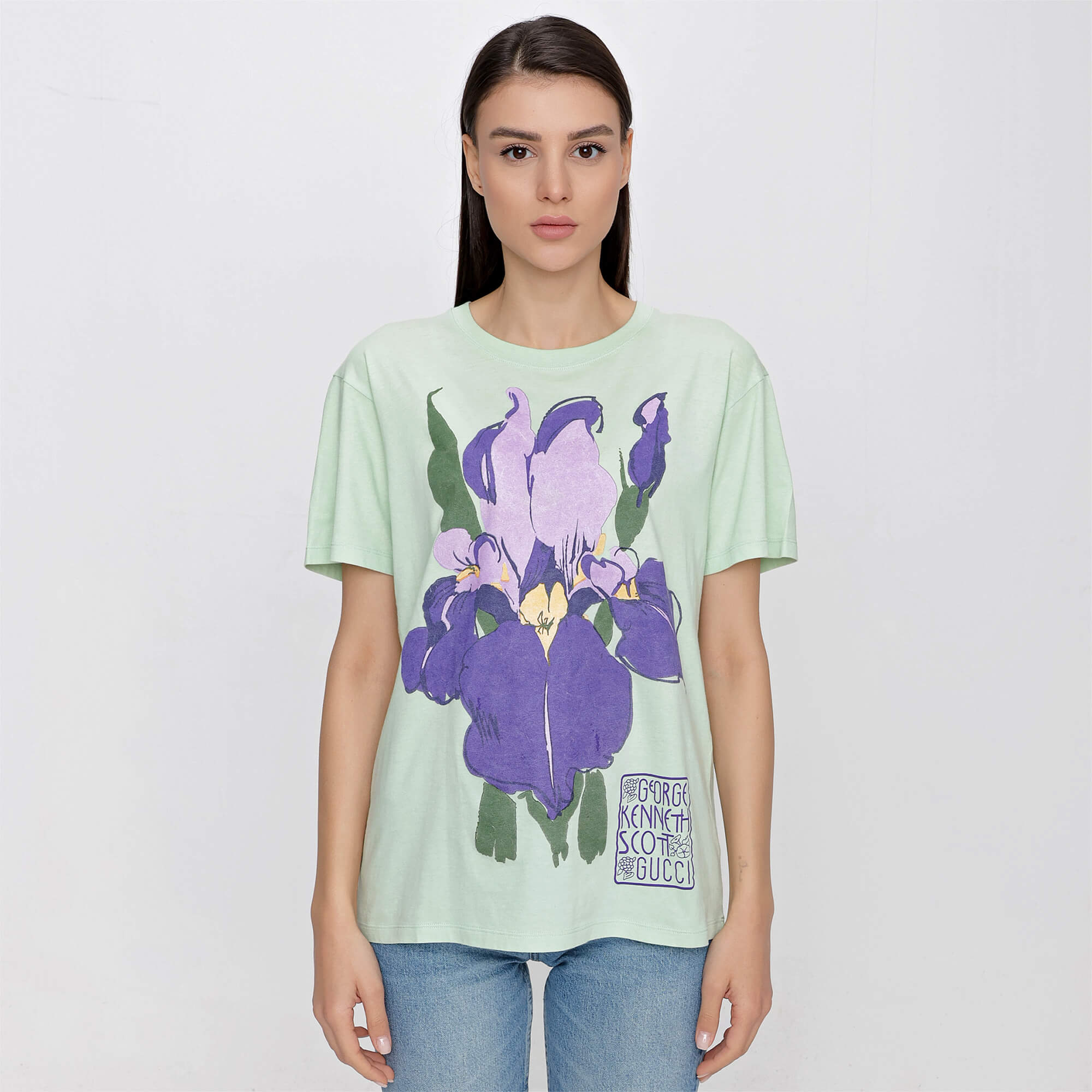 Gucci - Gucci x George Kenneth Scott Green Cotton Floral Print Tshirt